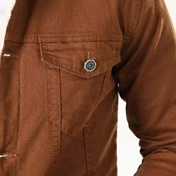 Veste Jean Super Slim Fit Col Mouton 5003 Marron Ecru de Black Needle -Black Needle Soldes black needle 196386 BN 5003 TABAL 20190913T153304 03