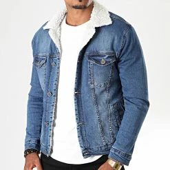 Veste Jean A Col Mouton 5001 Bleu Denim de Black Needle