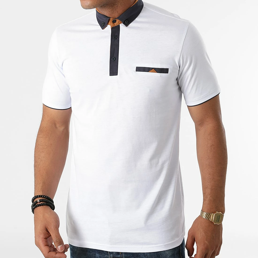 Polo Manches Courtes 5007 Blanc de Black Needle 2 Polo Manches Courtes 5007 Blanc de Black Needle