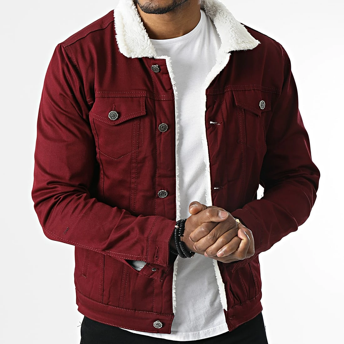 Veste Jean Col Mouton 7004 Bordeaux de Black Needle 5 Veste Jean Col Mouton 7004 Bordeaux de Black Needle – Image 3