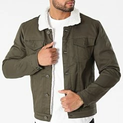 Veste Jean Col Mouton 7004 Vert Kaki de Black Needle