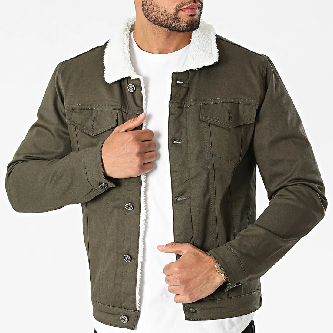 Veste Jean Col Mouton 7004 Vert Kaki de Black Needle 3 Veste Jean Col Mouton 7004 Vert Kaki de Black Needle