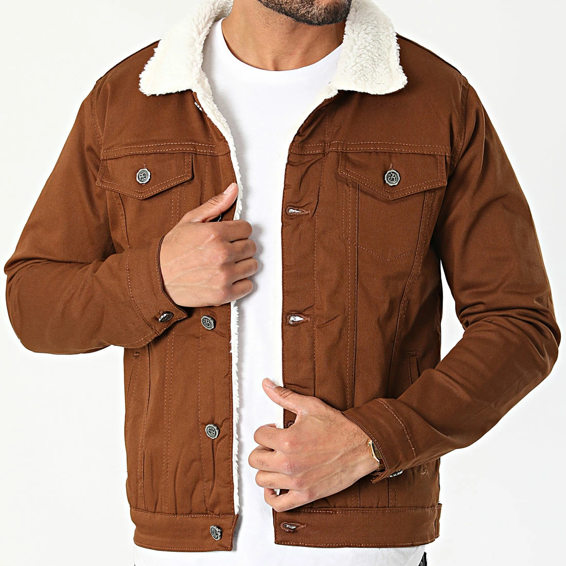 Veste Jean Col Mouton 7004 Marron de Black Needle 3 Veste Jean Col Mouton 7004 Marron de Black Needle