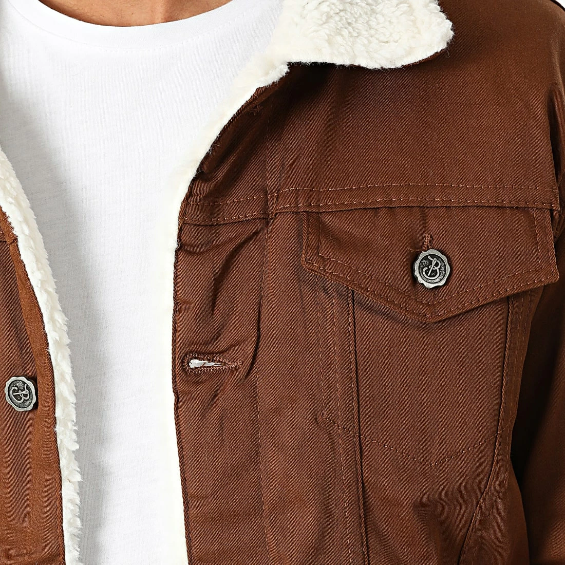 Veste Jean Col Mouton 7004 Marron de Black Needle 4 Veste Jean Col Mouton 7004 Marron de Black Needle – Image 2