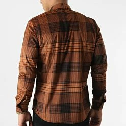 Chemise Manches Longues A Carreaux Y-3560-09 Marron Noir de Black Needle -Black Needle Soldes black needle 294931 Y 3560 09 20211209T160600 04