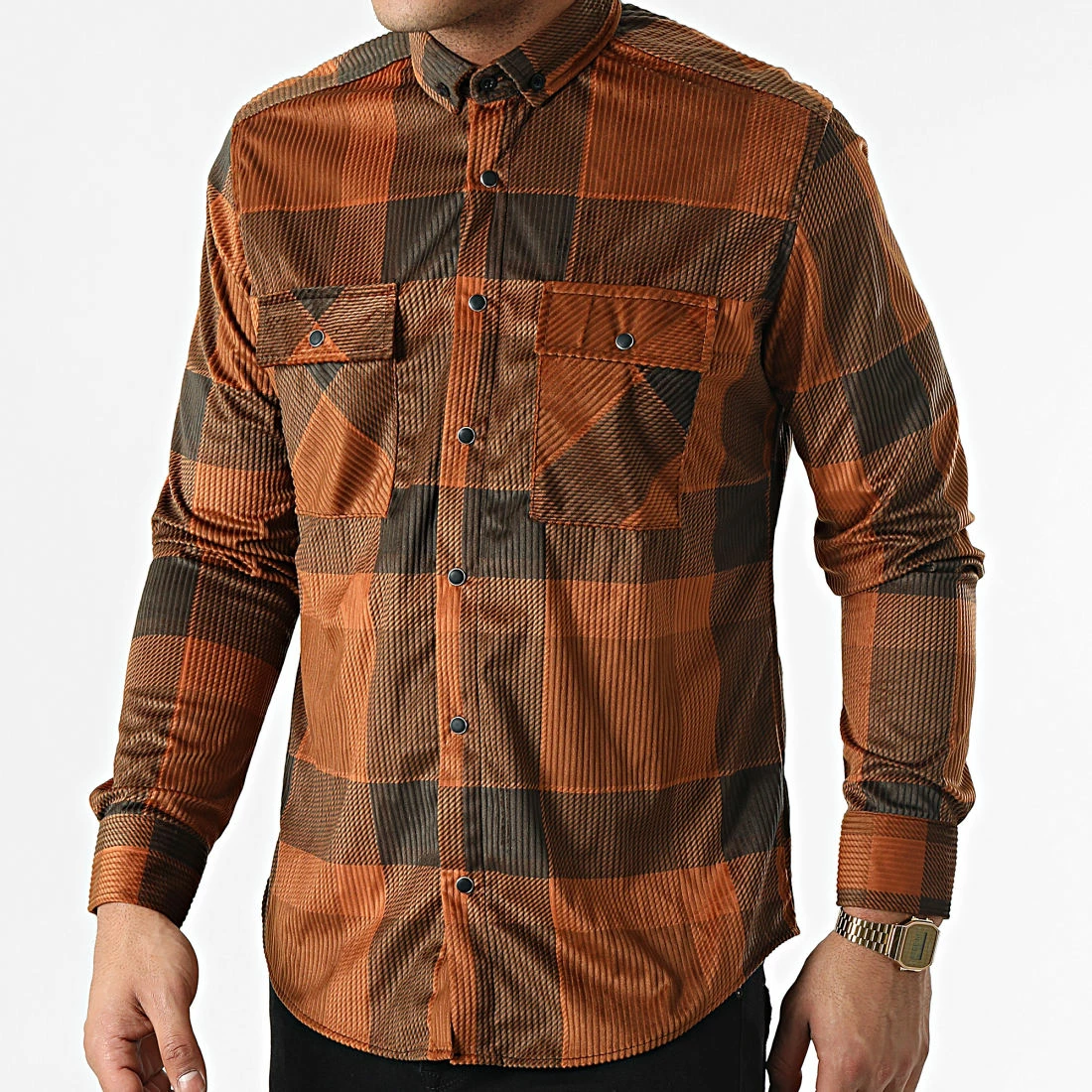 Chemise Manches Longues A Carreaux Y-3560-08 Camel Marron Foncé de Black Needle 2 Chemise Manches Longues A Carreaux Y-3560-08 Camel Marron Foncé de Black Needle