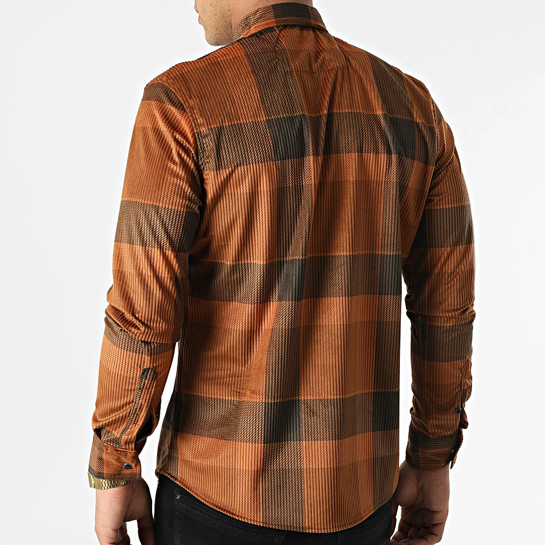Chemise Manches Longues A Carreaux Y-3560-08 Camel Marron Foncé de Black Needle 5 Chemise Manches Longues A Carreaux Y-3560-08 Camel Marron Foncé de Black Needle – Image 4