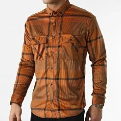 Chemise Manches Longues A Carreaux Y-3560-06 Marron de Black Needle