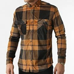 Chemise Manches Longues A Carreaux Y-3560-07 Camel Noir de Black Needle