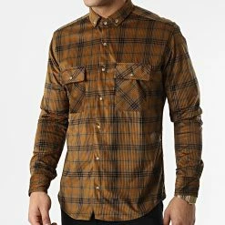 Chemise Manches Longues A Carreaux Y-3560-01 Marron Kaki de Black Needle