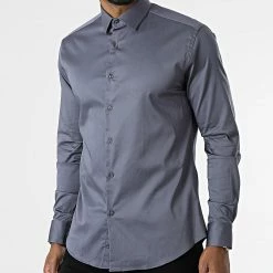 Chemise Manches Longues 4001 Gris Anthracite de Black Needle