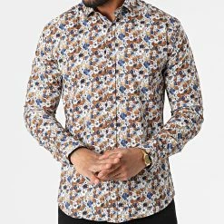 Chemise Manches Longues Y-3618 Blanc Floral de Black Needle -Black Needle Soldes black needle 318211 Y 3618 08 20220512T141518 03