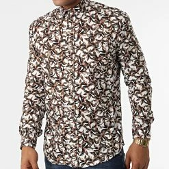 Chemise Manches Longues Y-3618 Blanc Marron de Black Needle