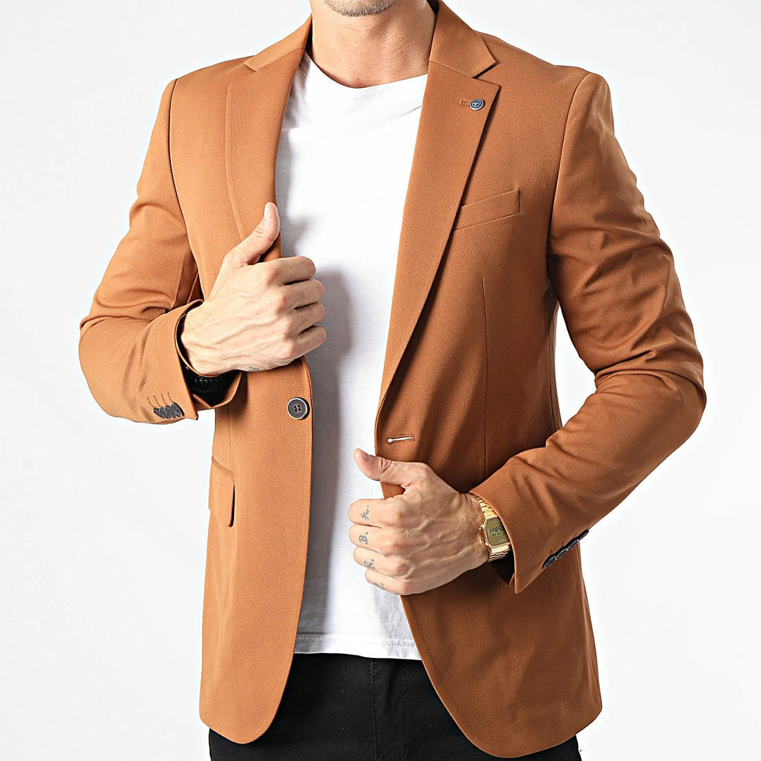 Veste Blazer 1024 Camel Foncé de Black Needle 3 Veste Blazer 1024 Camel Foncé de Black Needle