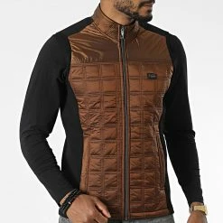 Veste Zippée Sans Manches BLC22K15 Noir Marron de Black Needle -Black Needle Soldes black needle 343315 BLC22K15 BRIQUE 20221014T151754 03