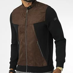 Veste Zippée BLC22K03 Noir Marron de Black Needle