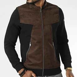 Veste Zippée BLC22K03 Noir Marron de Black Needle -Black Needle Soldes black needle 343318 BLC22K03 NOIR CAFFE 20221014T150718 03