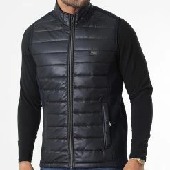 Veste Zippée Sans Manches BLC22K05 Bleu Marine Noir de Black Needle
