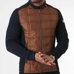 Veste Zippée BLC22K09 Bleu Marine Marron de Black Needle -Black Needle Soldes black needle 343359 BLC22K09 BRIQUE 20221013T154510 03