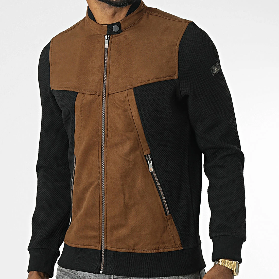 Veste Zippée BLC22K03 Noir Marron de Black Needle 3 Veste Zippée BLC22K03 Noir Marron de Black Needle