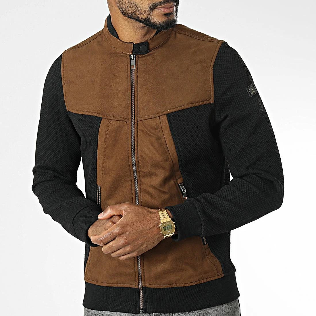 Veste Zippée BLC22K03 Noir Marron de Black Needle 5 Veste Zippée BLC22K03 Noir Marron de Black Needle – Image 3