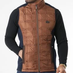 Veste Zippée Sans Manches BLC22K16 Bleu Marine Marron de Black Needle -Black Needle Soldes black needle 343367 BLC22K16 BRIQUE 20221013T155505 03