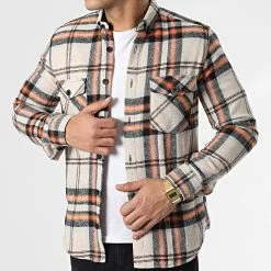 Surchemise Carreaux Y3688 Beige de Black Needle