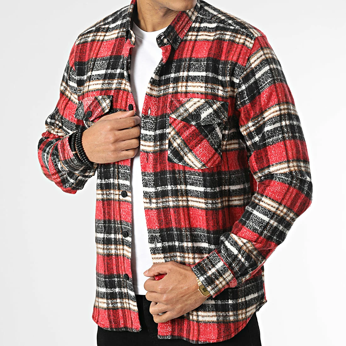 Surchemise Carreaux Y3688 Rouge de Black Needle 3 Surchemise Carreaux Y3688 Rouge de Black Needle