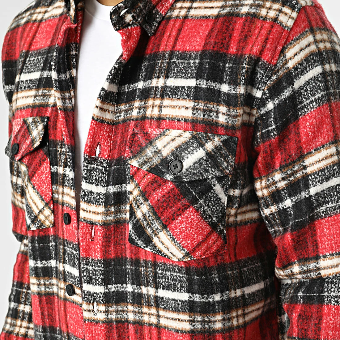 Surchemise Carreaux Y3688 Rouge de Black Needle 4 Surchemise Carreaux Y3688 Rouge de Black Needle – Image 2