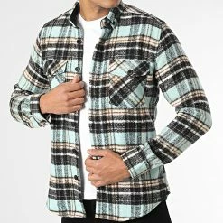 Surchemise Carreaux Y3688 Turquoise Noir de Black Needle -Black Needle Soldes black needle 348632 Y3688 10 20221129T150557 03