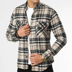 Surchemise Carreaux Y3688 Noir Beige de Black Needle