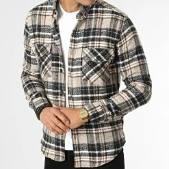 Surchemise Carreaux Y3688 Noir Beige de Black Needle -Black Needle Soldes black needle 348633 Y3688 07 20221129T150649 03