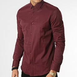 Chemise Manches Longues Y3687 Bordeaux de Black Needle