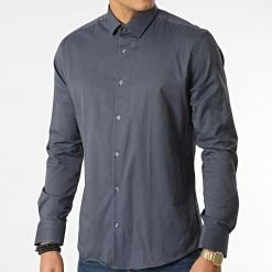 Chemise Manches Longues Y3687 Gris Anthracite de Black Needle