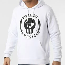 Sweat Capuche Piraterie Music Blanc Noir