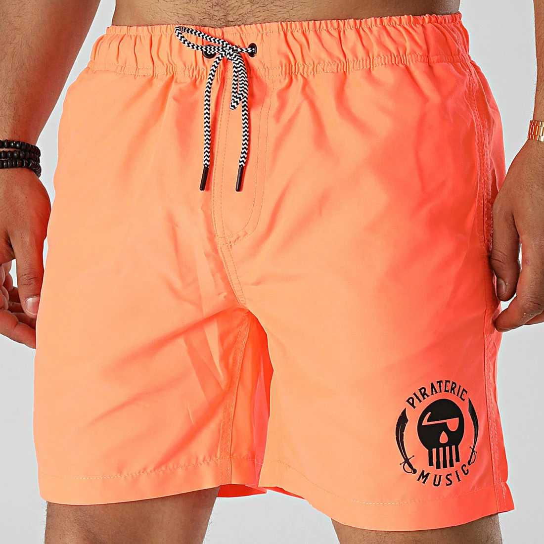 Short De Bain Logo Orange Fluo Noir de Piraterie Music 3 Short De Bain Logo Orange Fluo Noir de Piraterie Music