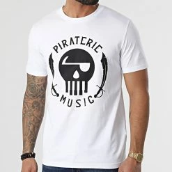 Tee Shirt Piraterie Music Blanc Noir