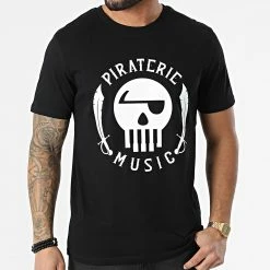 Tee Shirt Piraterie Music Noir Blanc -Black Needle Soldes la piraterie 297788 PIRAT TS PIRATERIEMUSIC NOIBLC 20220104T164620 03