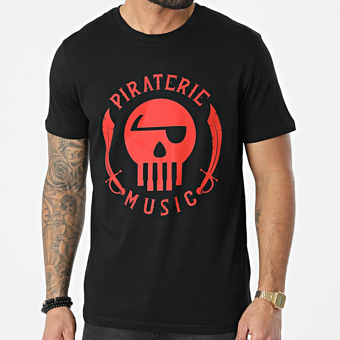 Tee Shirt Piraterie Music Noir Rouge 3 Tee Shirt Piraterie Music Noir Rouge
