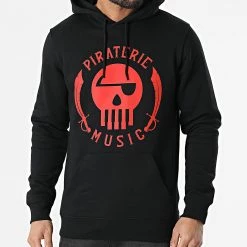 Sweat Capuche Piraterie Music Noir Rouge