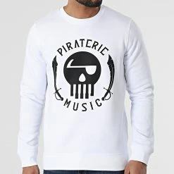 Sweat Crewneck Piraterie Music Blanc Noir