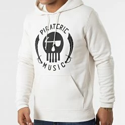 Sweat Capuche Logo Beige de Piraterie Music