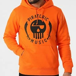 Sweat Capuche Logo Orange Noir de Piraterie Music -Black Needle Soldes la piraterie 316401 PIRAT SWCP LOGO ORANOI 20220421T143122 03