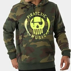 Sweat Capuche Camouflage Logo Vert Kaki Jaune Fluo de Piraterie Music -Black Needle Soldes la piraterie 316402 PIRAT SWCP LOGO CAMOJAUFLUO 20220512T115359 03