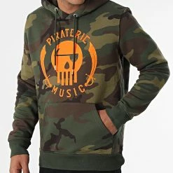 Sweat Capuche Camouflage Logo Vert Kaki Orange Fluo de Piraterie Music -Black Needle Soldes la piraterie 316403 PIRAT SWCP LOGO CAMOORAFLUO 20220512T115328 03