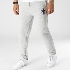 Pantalon Jogging Logo Gris Chiné Noir de Piraterie Music