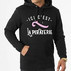 Sweat Capuche Ici C'est La Piraterie Noir -Black Needle Soldes la piraterie 319273 PIRAT SWCP ICICEST NOI 20220525T150505 03
