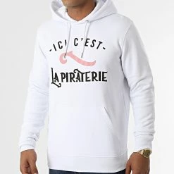 Sweat Capuche Ici C'est La Piraterie Blanc Noir