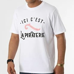 Tee Shirt Ici C'est La Piraterie Blanc Noir