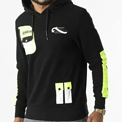Sweat Capuche Sword 6849 Noir Jaune Fluo de La Piraterie